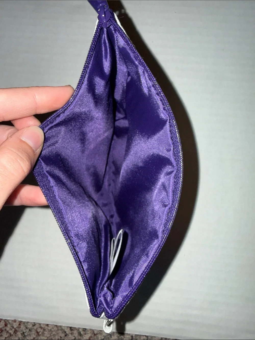 thirty-one Gray Cosmetic Pouch with Purple Circle Design